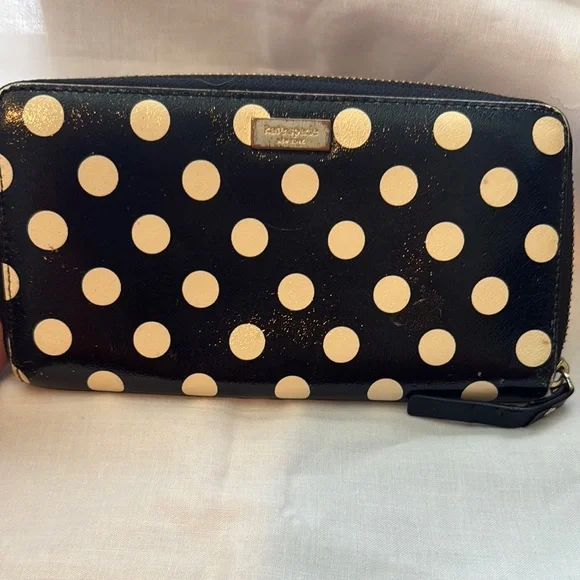 kate spade Bags Kate Spade Black And Cream Polka Dot Wallet - Main Image